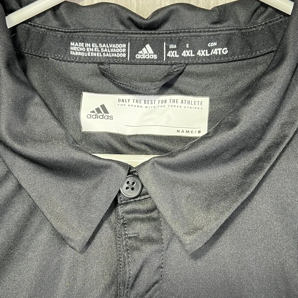 Adidas Mens 4XL Polo Shirt Black Short Sleeve Performance Golf Top Big and Tall